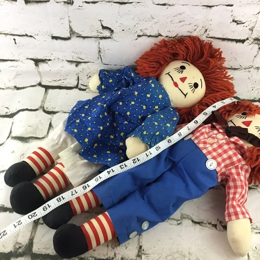 Vintage Raggedy‎ Ann Andy 20” Plush Rag Dolls Classic Toys Set Of 2 Collectible
